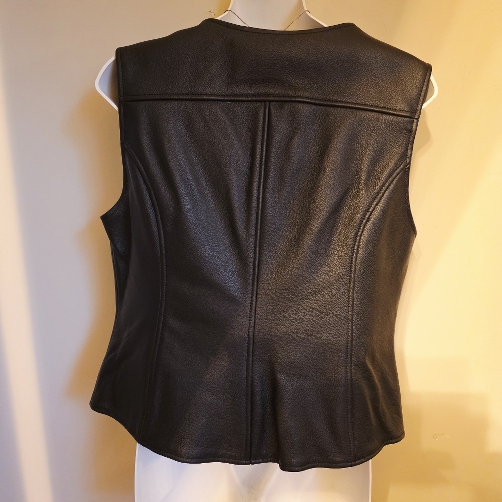 Harley-Davidson Women's Black Leather Snap-Front Vest - Picture 4 of 4